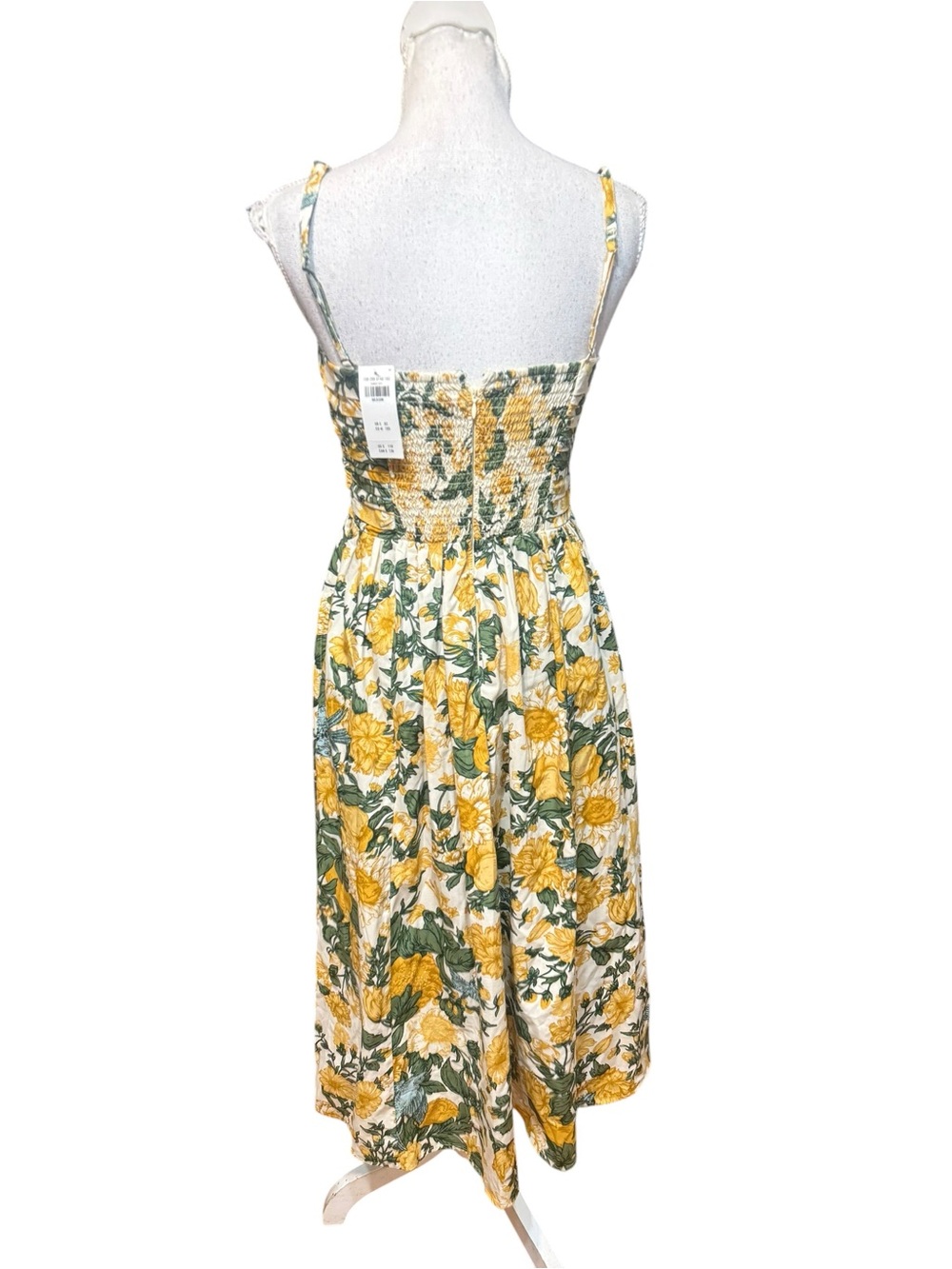 Abercrombie Emerson poplin size M yellow green Floral Midi Dress cotton new - Picture 3 of 4
